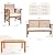 Outdoor Wood Sofa Set Patio Conversation Sets Acacia Patio Sofas Set with Thick and Soft Cushions Easy to Assemble Patio Furniture Set Natural Acacia Wood Compact and Sturdy Design Furniture Set