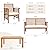 Outdoor Wood Sofa Set Patio Conversation Sets Acacia Patio Sofas Set with Thick and Soft Cushions Easy to Assemble Patio Furniture Set Natural Acacia Wood Compact and Sturdy Design Furniture Set