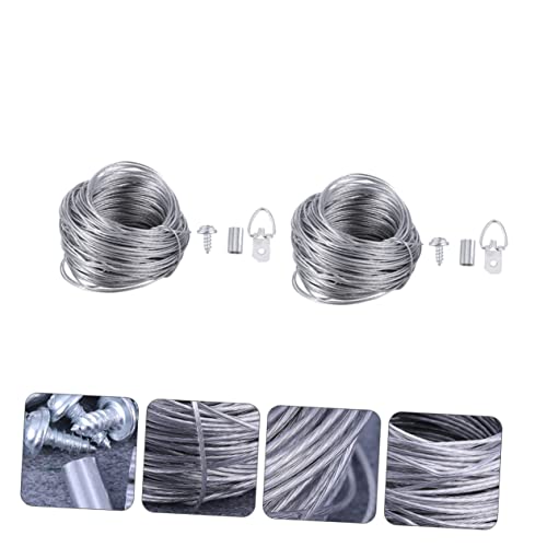 Image of 2sets Photo Frame Hanging Hook Kit Wire Rope Easy Install Picture Frame Fasteners Resistant Hardware for Home Decoration Wall Art Display
