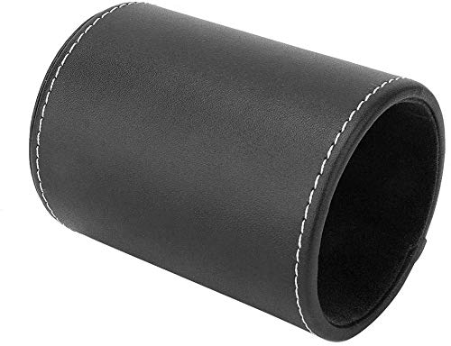 JOJOZZ Pot à crayons rond en cuir synthétique - Pour décoration de bureau - Noir Cover