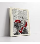 Poster Master Skeleton Couple Canvas - Forever Love Print - Dictionary Art - Romantic Gift for Me...