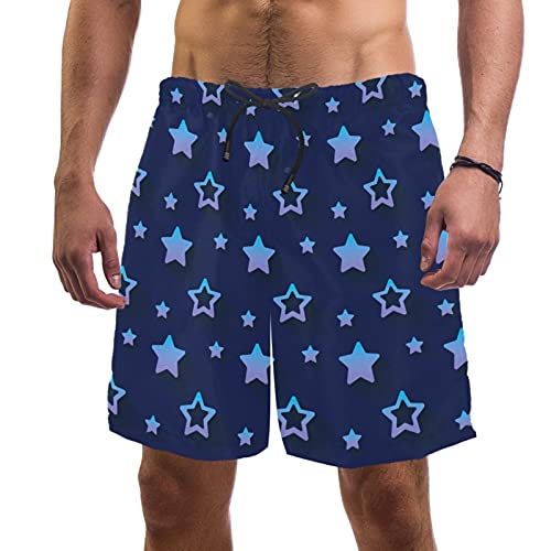 Short de bain homme avec taille élastique motif étoiles bleu marine poches M