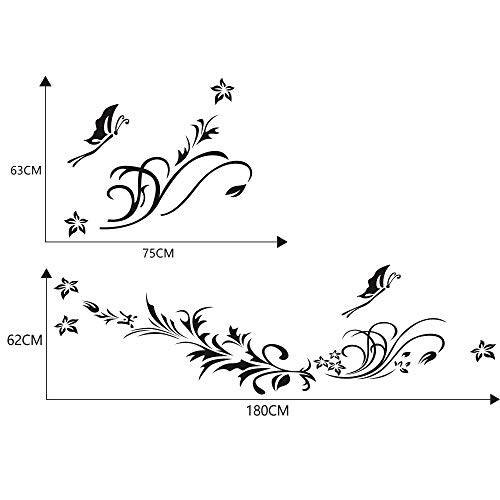 Image of Car Body Decals Carved Hollow Flower Butterfly Decorative Stickers Anti-Scratch for Cars, Vans, SUVs, Trucks,Set of 3 pcs (Black)