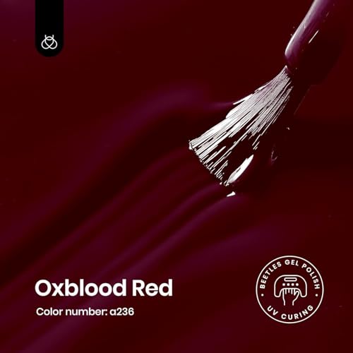 Image of Beetles Red Gel Polish - Oxblood Red 15ML /0.51Fl Oz, Maroon Dark Burgundy Gel Nail Polish, Soak Off UV LED Lamp Burgundy Wine Color Fall Nails Art, Long-Lasting Manicure Salon DIY Home