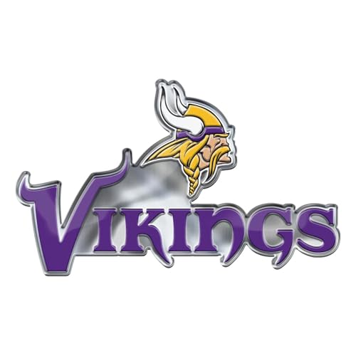 FANMATS 60461 - NFL - Minnesota Vikings Embossed Color Emblem | Viking Head Primary Logo