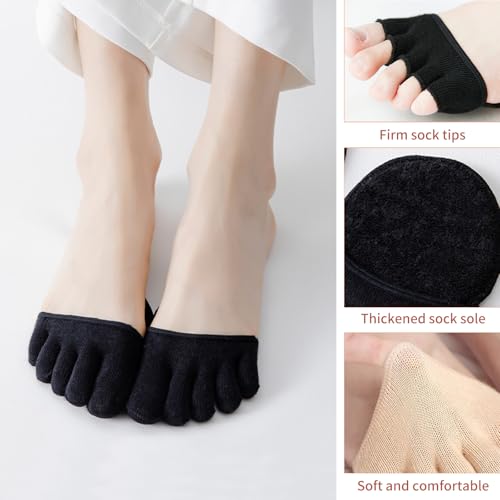 Image of Women Toe Topper Socks,Five-Toes No Show Liner Socks Ball of Foot Cushions Half Non Slip Invisible Forefoot Sock