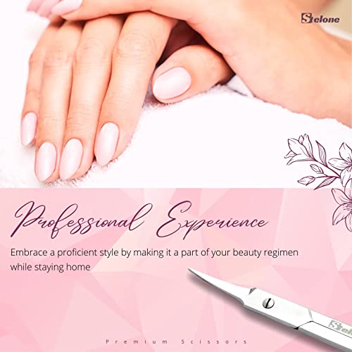 Stelone Tesoura de cutícula premium – tesoura de manicure e beleza de aço inoxidável curvada pequena