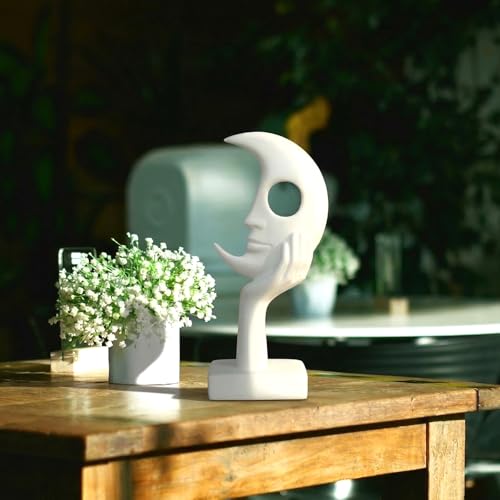Escultura Abstracta Cara Blanca, Decoración Moderna miniatura 2