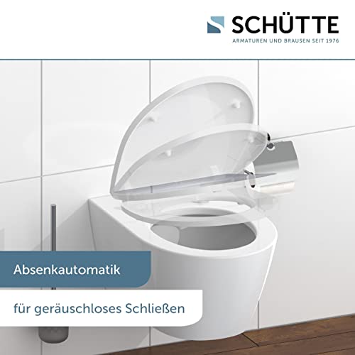 SCHÜTTE WC-Sitz Duroplast HG WATER LILY Hochglänzender Toilettensitz mit Absenkautomatik, Schnellverschluss für die einfache Reinigung, max. Belastung der Klobrille 150 kg, Motiv 82582