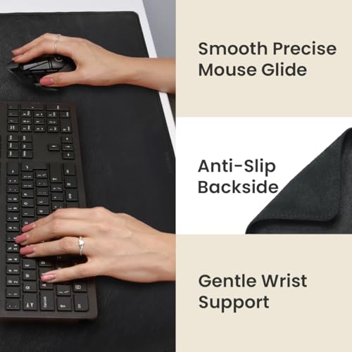 Tapete de Escritorio de Cuero Genuino Full Grain XL Negro miniatura 5