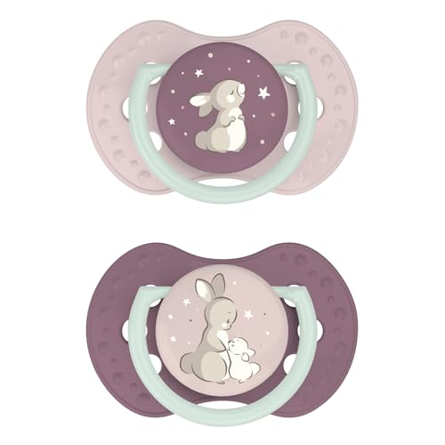 Difrax LOVI - Sucette Dynamique pour Bébé - Tétine phosphorescente - 0 à 6 mois - Fille - Facile à Accepter, Sans BPA, Silicones de haute qualité et...