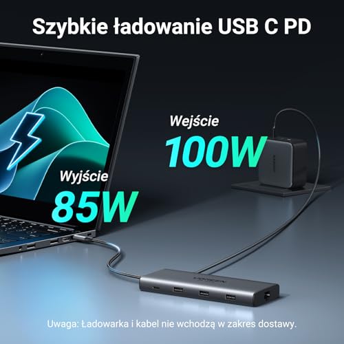 UGREEN Revodok Pro USB C Docking Station 2HDMI, Ethernet, 4x porty USB C/USB A, szybkie ładowanie PD 100W, czytnik kart SD/TF Hub USB C 10 w 1