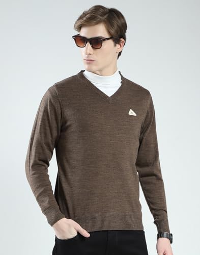 Image of Monte Carlo Men's Regular Fit Pullover | Solid V Neck Style | Full Sleeves Pull On | Warm & Stylish Winter Fashion Sweater | Winter Sweater for Men's