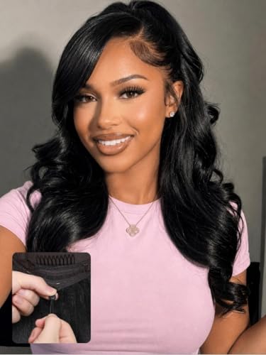 Image of Sunber Loose Body Wave Human Hair Wig 22 Inch Glueless 13x4 HD Lace Front Wig Pre Cut Pre Plucked Bleached Knots with Drawstring Cap, Ready to Wear Bye Bye Knots Loose Wave Wig