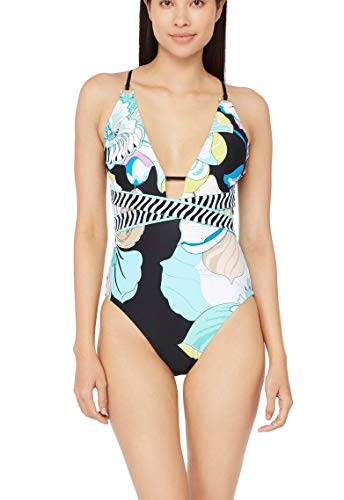 Trina Turk Women's V-Plunge Maillot One Piece Swimsuit, Multi//Sintra Flora, 12