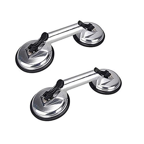 SOLUDE 2 Pack Glass Suction Cup,Aluminium Heavy Duty Vacuum Lifter for Moving Glass/Window/Tiles/Mirror/Granite,Double Gripper Sucker Plate by SOLUDE - Used condition - US$19.28