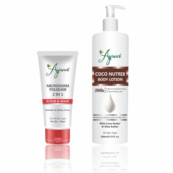 Aysun Microderm Face Scrub & Coco Nutrix Body Lotion Combo Pack of 2
