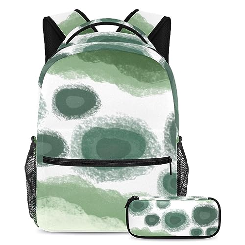 Sac à dos vert et trousse 2 pièces pour l'école des garçons et adolescents