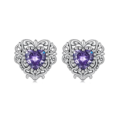 Boucles d'oreilles argent 925 de haute joillerie avec cœur rond