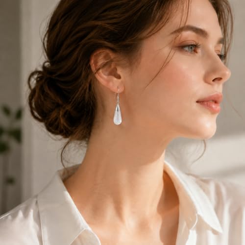Clear Quartz Earrings for Women Crystal Dangle Drop Birthstone Jewelry - image 3