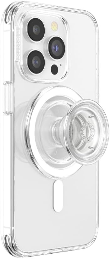 PopSockets Round Phone Grip Compatible with MagSafe, Adapter Ring Included, Phone Holder, Wireless Charging Compatible - Clear