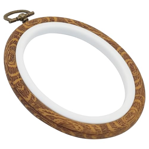 Image of Marvexi 5Pcs Oval Embroidery Hoops 3 inchx3.7 inch Vintage Cute Faux Wood
