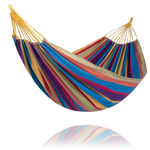 Image of SUNCREAT Hammocks Outdoor Camping Double Hammock, Tree Hammocks for Outside, Rainbow