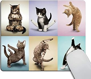 Wasach Gaming Mouse Pad Custom Design,Yoga Cats Cute Kitty,Non-Slip Thick Rubber Large Mousepad Mat 9.5 X 7.9 Inch (240mmX200mmX3mm)