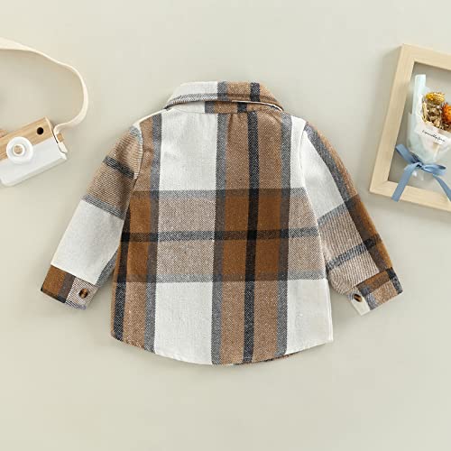 Little Kids Toddler Baby Boy Button Down Cardigan Long Sleeve Plaid Flannel Sweater Coat Tops Spring Fall Clothes3