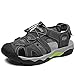 Produktbild VTASQ Sandalen Herren Leder Strand Trekkingsandalen Outdoor Sommer Freizeitschuhe Wanderschuhe Männer Sport-Outdoor Wasser Fischer Atmungsaktive Flach Sandale Grey-43