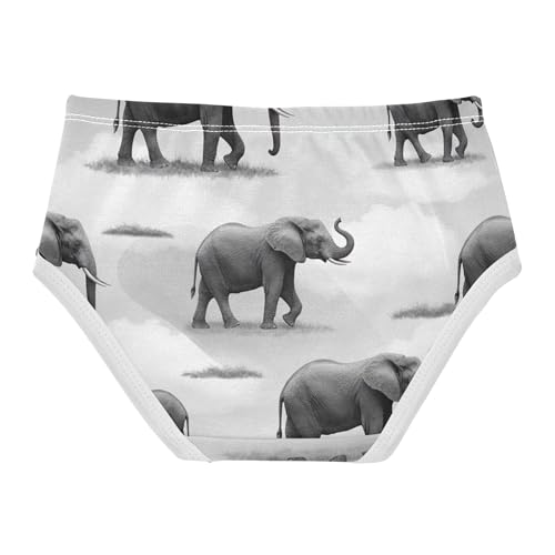 Cartoon Toddler Underwear Floral 2t Cotton Cute Panties Girl African Elephants Black White Underpants Briefs2