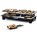 Raclette Table Grill, Techwood Electric Indoor Grill Korean BBQ Grill, Removable 2-in-1 Non-Stick Grill Plate, 1500W Fast Heating with 8 Cheese Melt Pans, Ideal for Parties and Family Fun