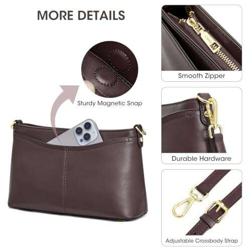 Image of Kattee Genuine Leather Crossbody Bags for Women Small Shoulder Purse Handbags with 2 Detachable Straps 6 Card Slots