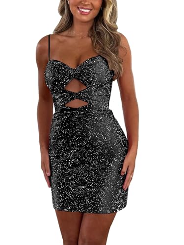 Sparkly Sequin Homecoming Dresses for Teens 2025 Cocktail Party Gown Cut Out Short HOCO Prom Dress