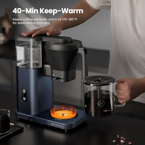 Image of Kismile SCA-Certified 8 Cup Drip Coffee Maker, Pour Over Coffee Machine with 3s Instant Heat 197-205℉, Adjustable Flow Control, Removable Water Tank, Deep Cold Brew & 40 Min Keep Warm (Blue)