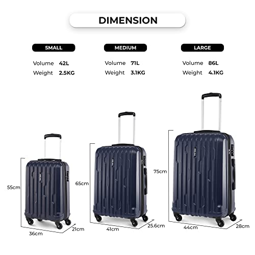 Image of Stony Brook By Nasher Miles Storm 65 Cm Hard-Sided Polycarbonate Check-In Luggage Spinner Trolley Bag (Navy Blue 24 Inch)