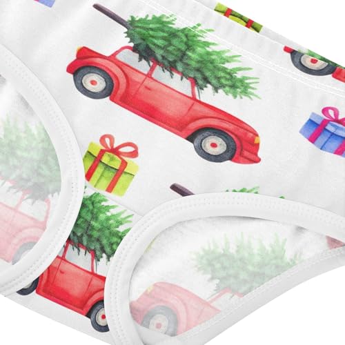 Red Vintage Cars Christmas Trees Girl Panties Cute Toddlers Underwear Floral Cotton Florals Briefs Kids Undies 2t4