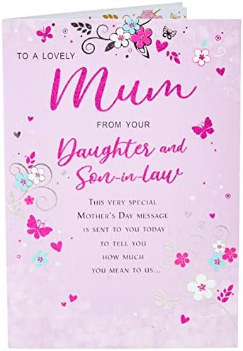 Modern Mother's Day Card Mum from Daughter & Son in Law - 9 x 6 inches - Regal Publishing,Pink