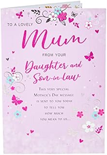 Modern Mother's Day Card Mum from Daughter & Son in Law - 9 x 6 inches - Regal Publishing,Pink