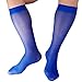 Mr.babuu 3Pairs Pack Men's Casual Striped Sheer Nylon Silky Thin Dress Socks (Blue)
