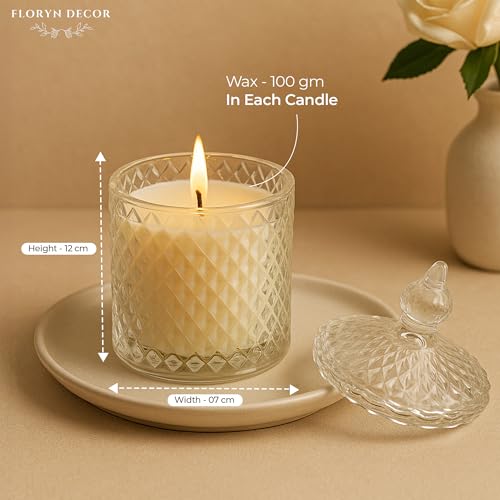 Image of Floryn Decor Crystal Jar Scented Candle Gift Set with Gift Box | Elegant Diamond-Cut Glass with Lid | Luxury Fragrance | Aromatherapy Candles for Home Decor, Gifting & Relaxation (Set of 2)