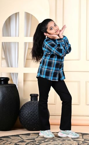 Image of Kids Cotton Shirt - Regular Fit Shirt for Girls & Boys, Unisex Full Sleeves Shirts, Collared Neck,Button Down Shirt, Checks Shirts for Casual Wear