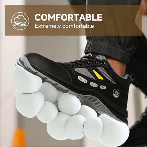 Image of Steel Toe Boots for Men Indestructible High Top Work Shoes for Men Comfortable Safety Shoes Puncture Proof Hiking Construction Shoes Botas de Trabajo para Hombre