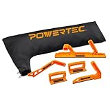 POWERTEC 72039 Table Saw Dust Collector Bag Fits 10' Tablesaws w/ 2.5' Dust Port and Deluxe Safety Push Block & Push Stick 5-pc Set for Router Tables, Band Saws & Jointers, Hand Protection