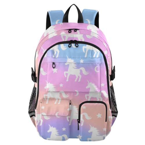 Mochila de viaje de unicornios verdes para evitar el dolor de espalda en niñas y adolescentes