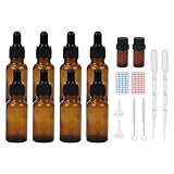 episkey set di 8 flaconi per pipette, da 20 ml, con tappo per pipetta nero e accessori ausiliari per oli essenziali, profumi, miscele di campioni fai da te (marrone, 20 ml)