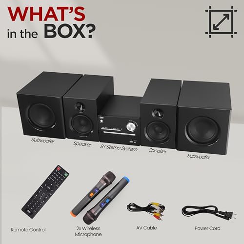 image for Pyle P.M.P.O CD/DVD Stereo System, 5-pc Wireless BT Streaming 6 Ohm Tw