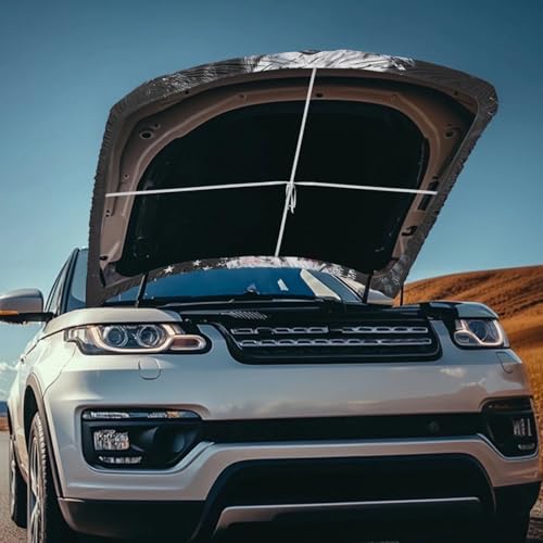 Image of American Flag Wolf Print Car Hood Cover Elastic Polyester Car Hood Cover All Seasons Universal Auto Hood Protective Accessories Suitable Most Sedans SUV Pickup Trucks