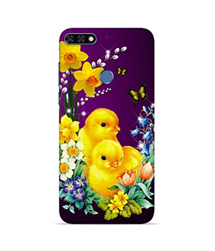 Image of Silence Printed Colourful Flower Floral with Yellow Bird's Designer Back Case Cover for Huawei Honor 7X