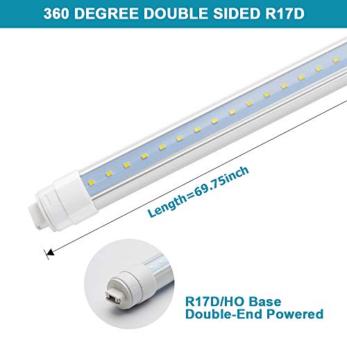 JESLED 360 Degree T8 T10 T12 6ft 42w R17D/HO Base, led Outdoor Tubes for Double Sided Signs 6000K Cool White Clear Cover (4-Pack)
